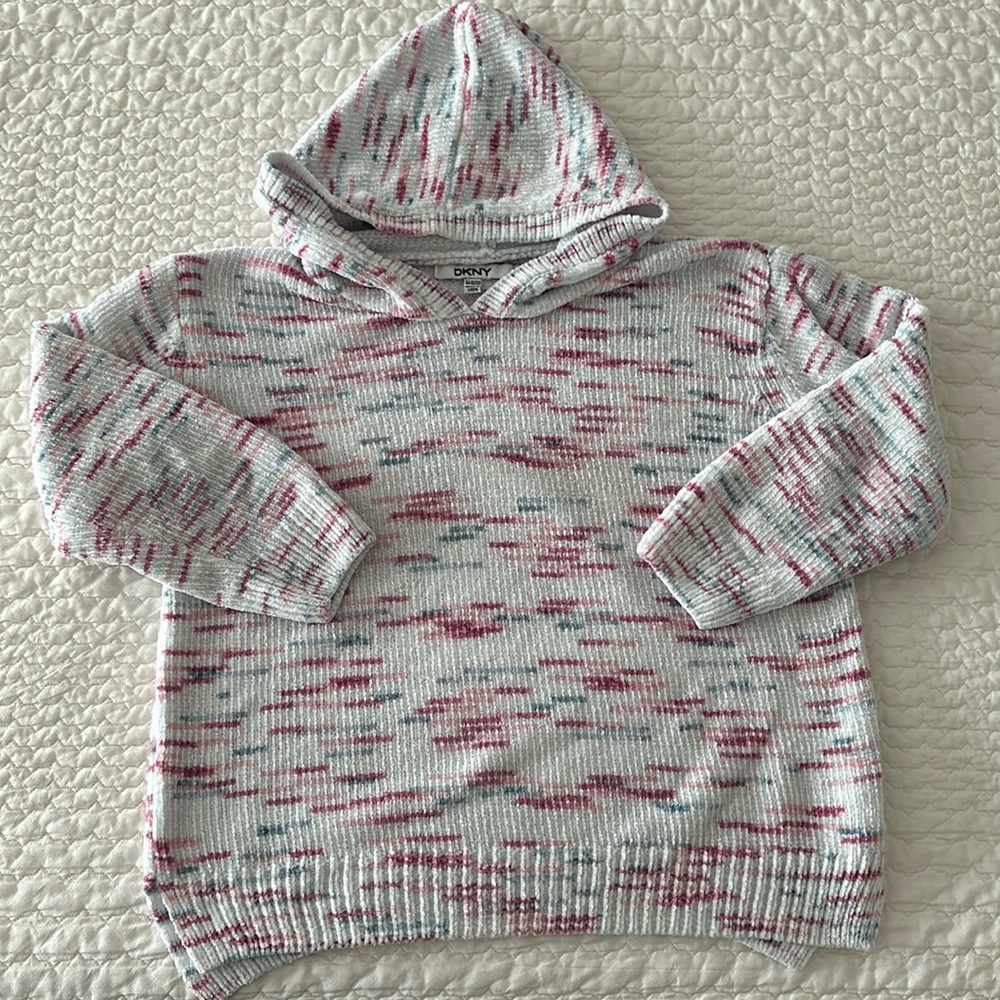 DKNY Girls Hooded chenille sweater / Size 10-12